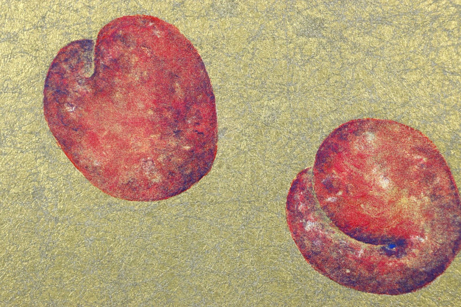 肉筆画　【果物の静物】日本画 木間明 日本画 絵画 F8号額縁 りんご 肉筆 美術品 静物画