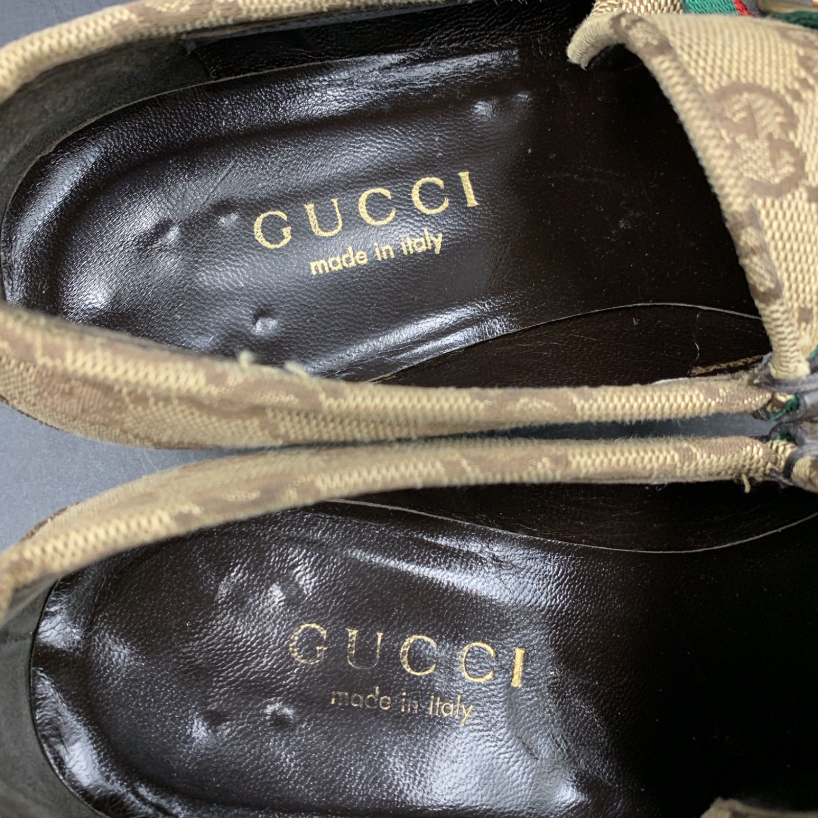 65 GUCCI グッチ GGキャンバス シューズ ローファー ホース