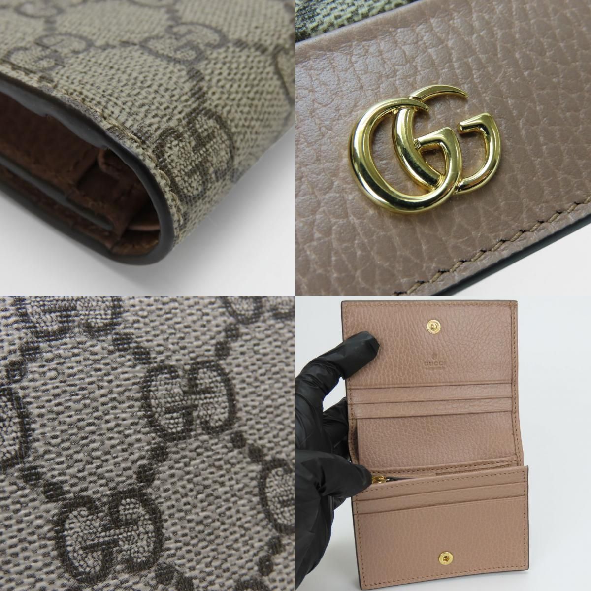 【中古】極美品 グッチ 二つ折り財布 658610 GGマーモント GGスプリームキャンバス レザー ダスティングピンク ベージュ ゴールド金具 バイカラー コンパクトウォレット レディース 女性 GUCCI 中古】極美品 グッチ 二つ折り財布 658610 GGマーモント GGスプリーム