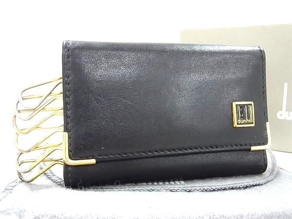 dunhill ダンヒル レザー 6連 キーケース 鍵入れ 紳士 ビジネス メンズ ブラック系 DG3599