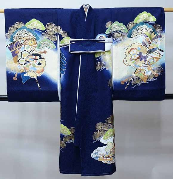 お宮参り 産着 のしめ 男児 正絹 金刺繍 豪華絢爛 紺地 鷹 NO41120 お宮参り 産着 のしめ 男児 正絹 金刺繍 豪華絢爛 紺地 鷹 NO41120