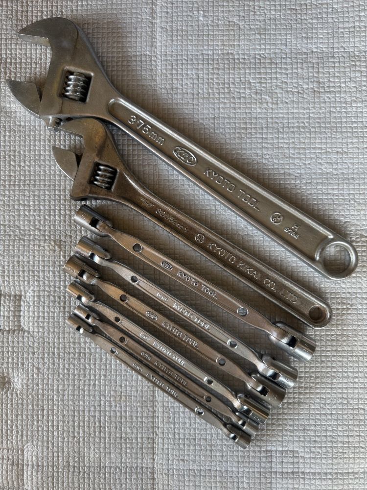KTC KYOTO TOOL フレックスヘッドソケットレンチ×6本 モンキーレンチ375mm×1本 300mm×1本 セット