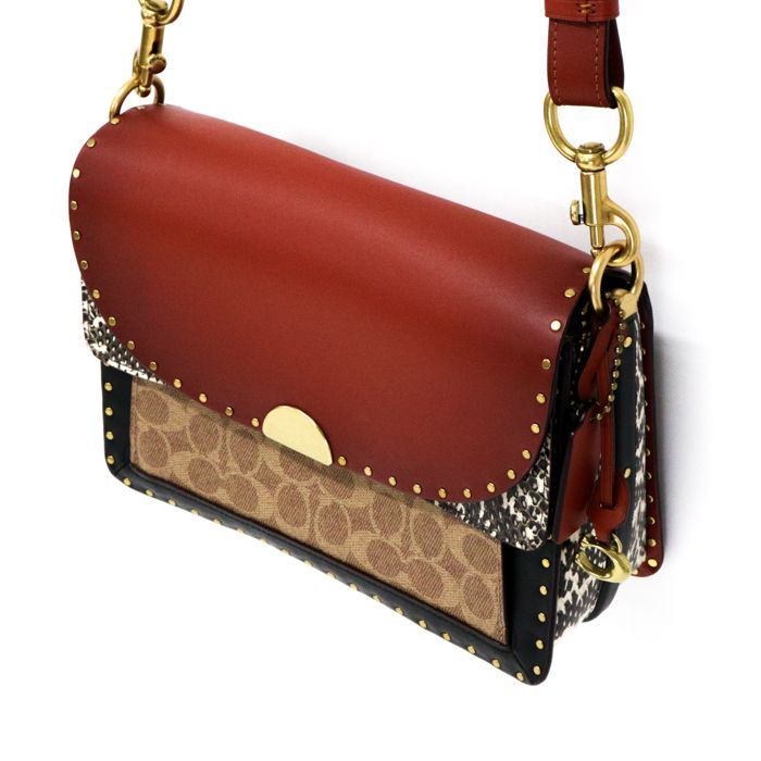 美品　COACH ショルダー バッグ　パイソン　2way 肩掛け 美品 COACH ショルダーバッグ 2way パイソン型押し キャンバス