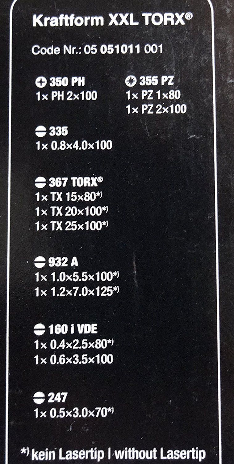 12本 Wera ヴェラ クラフトフォーム XXL TX ドライバーセット 051011