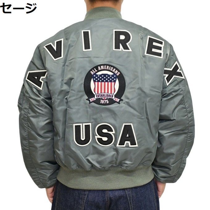 AVIREX アヴィレックス 783-5952019 セージ色 50周年記念 MA-1 フライトジャケット シグネチャー ビッグロゴ ミリタリー アビレックス アウター メンズ
