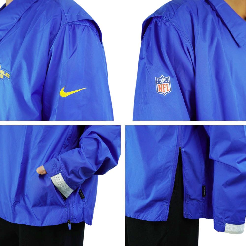 NIKE ナイキ ロサンゼルス ラムズ ナイロン プルオーバー コーチジャケット ブルー 青 ブルゾン フットボール LOS ANGELES RAMS  NYLON JACKET 刺繍ワッペン - メルカリ