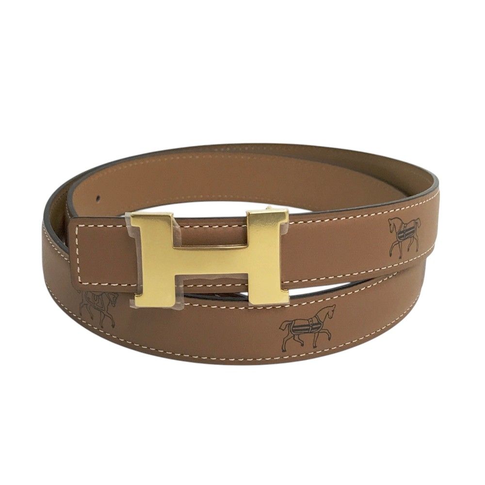 HERMES エルメス Y刻印 ベルト ミニコンスタンス 馬柄 ブラウン系 80 240101431879