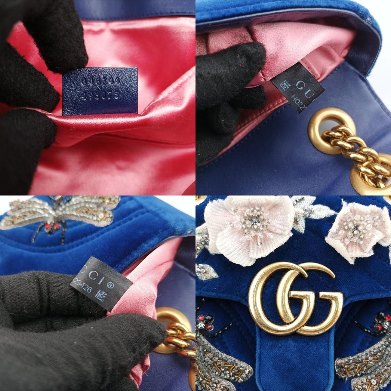 グッチGucciGGマーモントブルーベロア446744H022329426