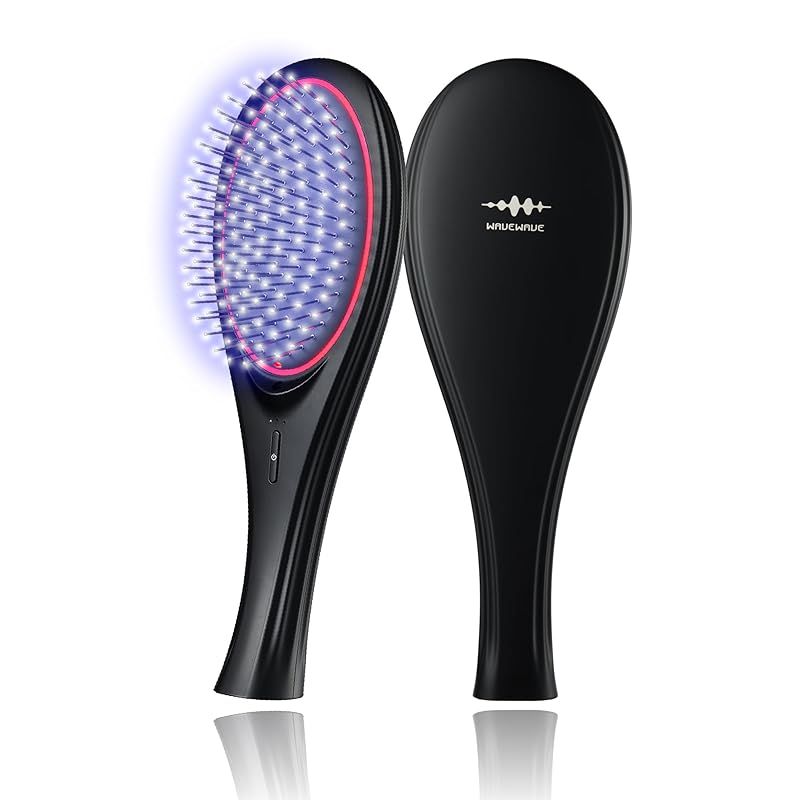 送料込 ひるおび にて紹介 wavewave ems ヘアブラシ イオンケア 赤色LED サラサラ髪 クッションブラシ くし 誕生日 女性 妻 彼女 プレゼント ブラック