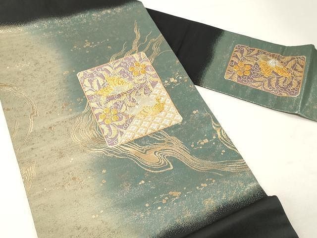 平和屋着物○銀座きしや 九寸名古屋帯 立波飛鶴草木