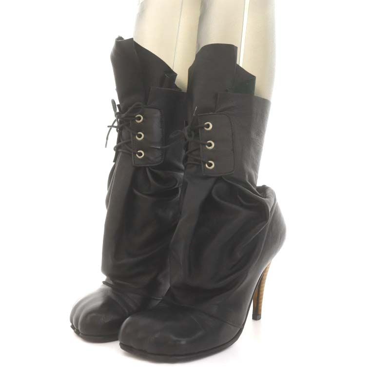 ヴィヴィアンウエストウッド Vivienne Westwood NEW BAG BOOT アニマルトゥ ブーツ 37 23.5cm 黒 ブラック  /SY ■OS