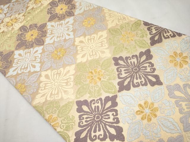 平和屋本店□極上 西陣 河合美術織物謹製 六通柄袋帯 京西陣織 唐織 菱  