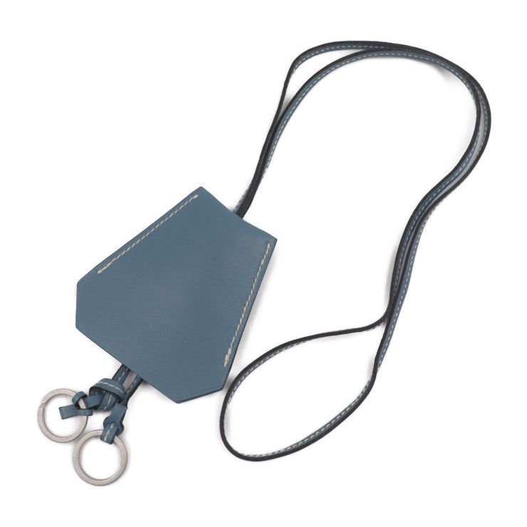 エルメス HERMES ミニクロシェット バッグチャーム キーホルダー 青