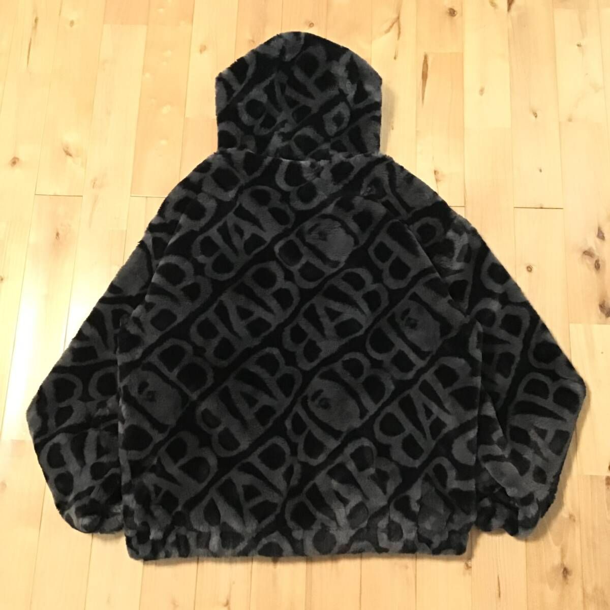 ☆XL☆ BAPE SPORT MONOGRAM FAKE FUR HOODIE JACKET a bathing ape