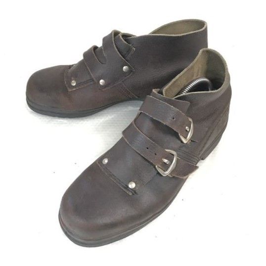 フランス製 BACOU スチールトゥブーツ|ダブルモンク 40|24.5-25.0|茶|BROWN ショート|オフィサー|ワーク|ミリタリー|安全靴 bWB77-6