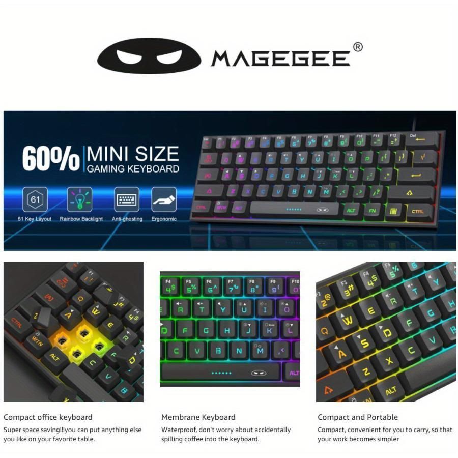 防水キーキャップタイプ有線RGBバックライトコンパクトコンピューターキーボード Windows|Mac|Laptop用部品