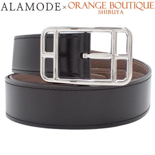 HERMES エルメス ケープコッド ベルト レザー G刻印 ブラック シルバー HERMES(エルメス) ケープコッド リバーシブルベルト ブラック黒