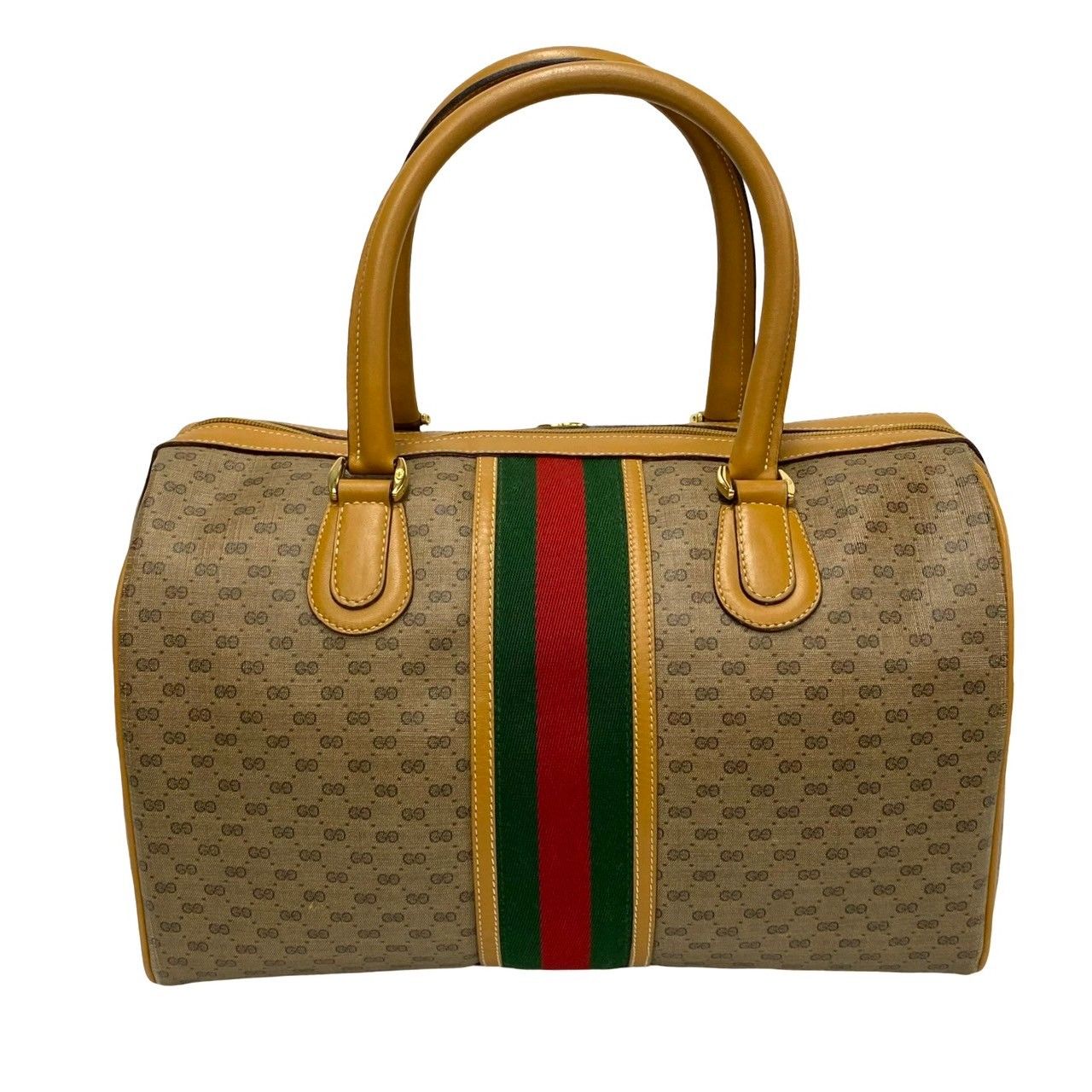 極 美品 GUCCI グッチ オールドグッチ ヴィンテージ シェリーライン マイクロ GG レザー ハンドバッグ ミニ ボストンバッグ ブラウン  29802 - メルカリ