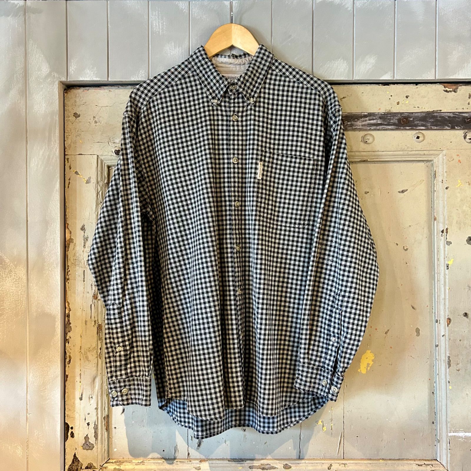 Columbia 長袖シャツ　チェック柄　黒白　コロンビア　古着　Lサイズ