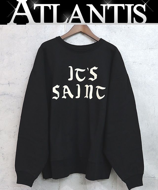 SAINT MICHAEL 銀座店 セント マイケル 新品 CREW SWEAT IT'S SAINT クルーネック スウェット メンズ size:L 黒 97334