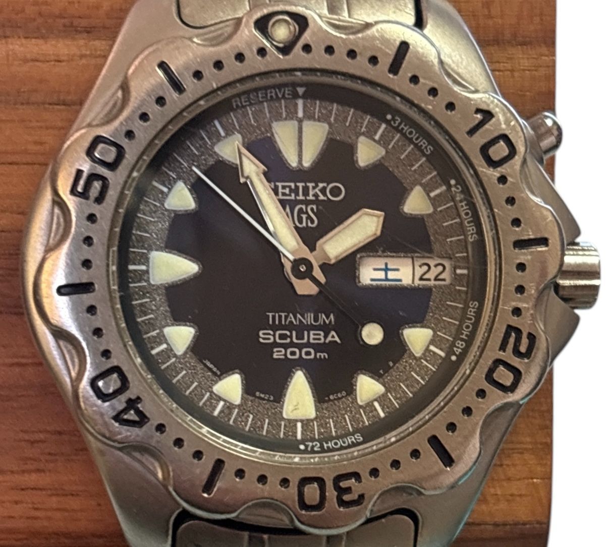 SEIKO セイコー AGS SCUBA スキューバ 200m AIR DIVER'S 5M23-6B40 チタン TITANIUM ...