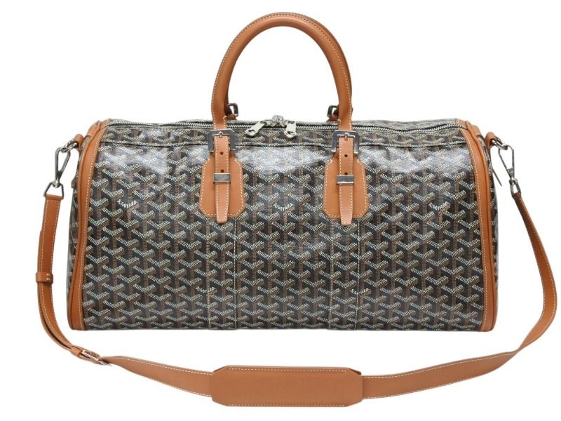 GOYARD ゴヤール クロワジュール45 ボストンバッグ トラベルバッグ ブラウン PVC レザー シルバー金具 4b007711