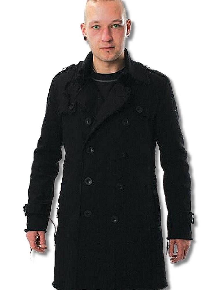 ゴシック 服 パンク 廃退的 ダメージ加工 ファッション 冬 P コート メンズ 黒 rfa077