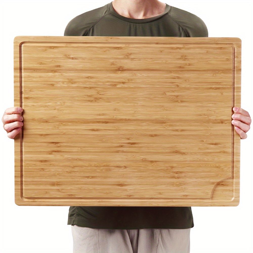 新着商品 特大竹製まな板 60.96x45.72cm - 握りやすい 耐久性のある木製チョッピングブロック 肉＆チーズ用ジュース溝付き - キッチン レストラン パーティーに最適rsF