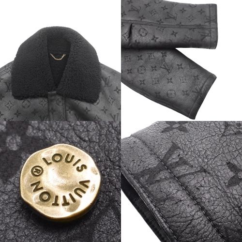 LOUIS VUITTON シアリングエンボスモノグラムムートンレザージャケット LOUIS VUITTON シアリングエンボスモノグラムムートンレザージャケット