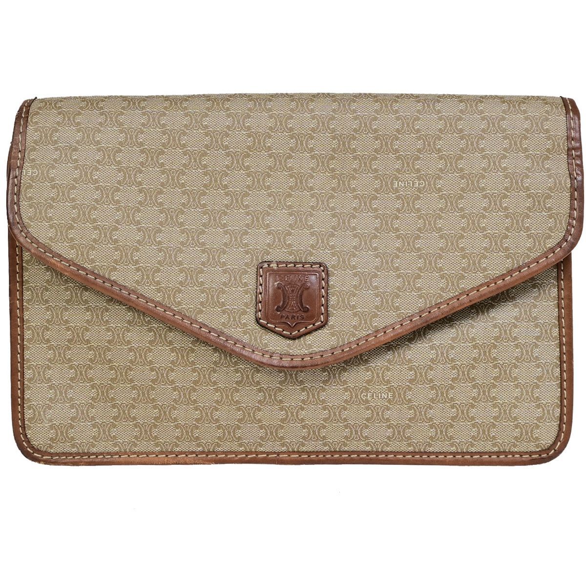 CELINE セリーヌ マカダム セカンドバッグ クラッチバッグ ベージュ 美 