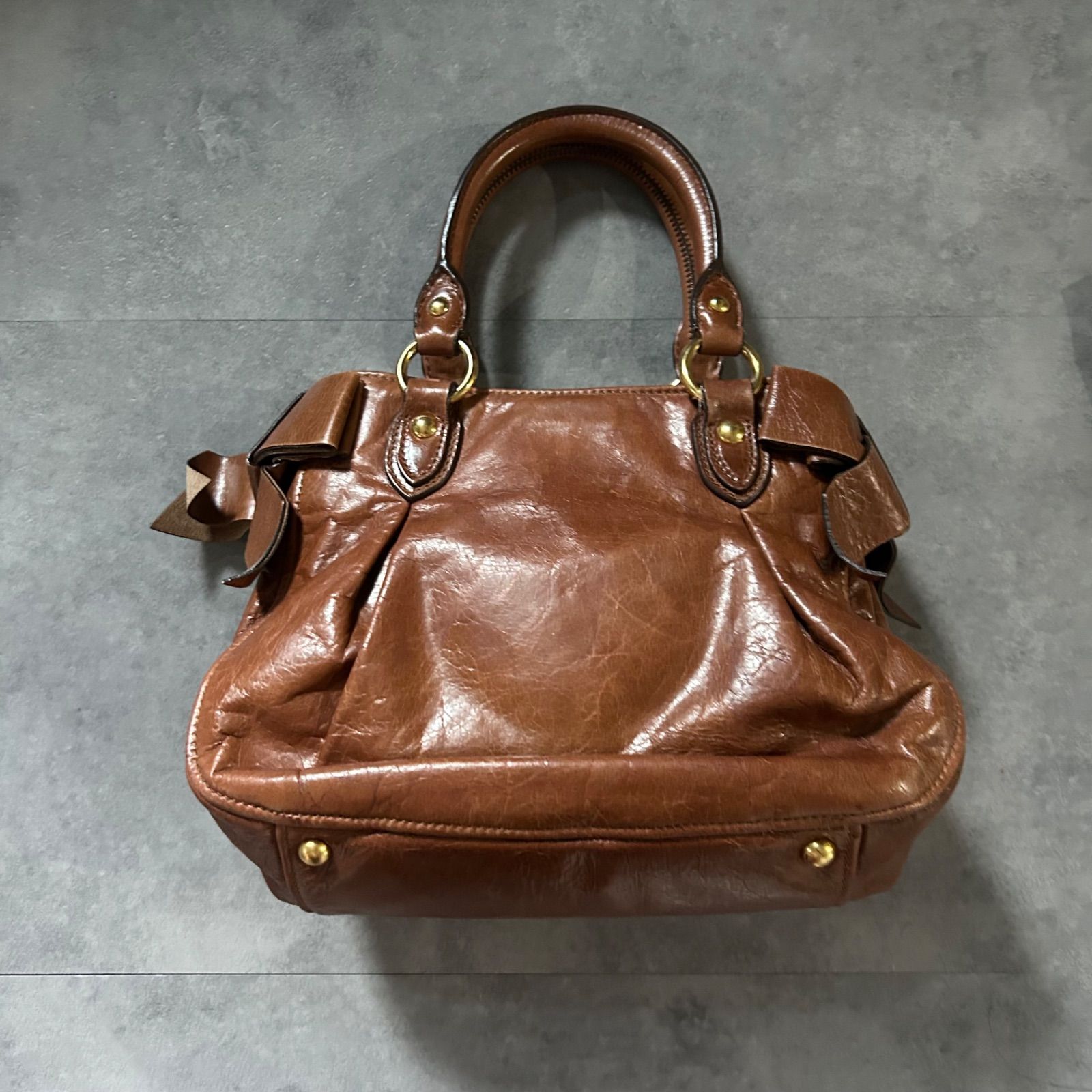 超希少❗️】miu miu レザーハンドバッグ ハンドバッグ ブラウン