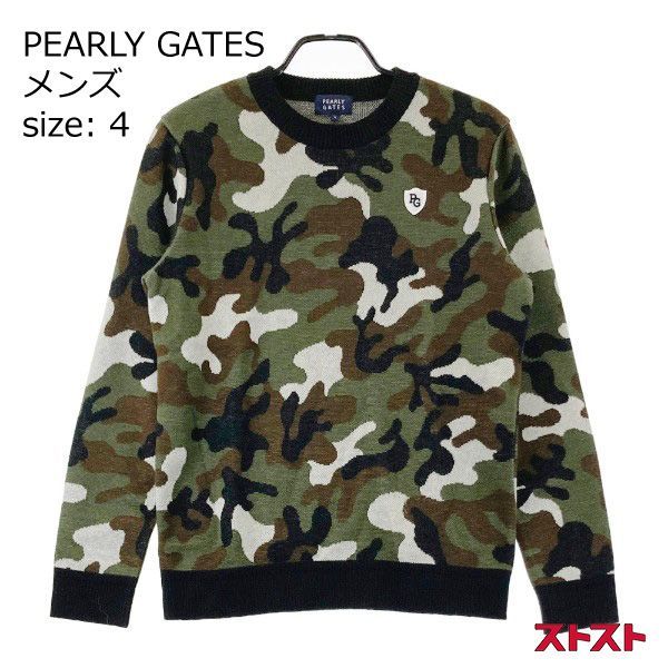 PEARLY GATES パーリーゲイツ ニットセーター ロゴ ワッペン カモフラ 