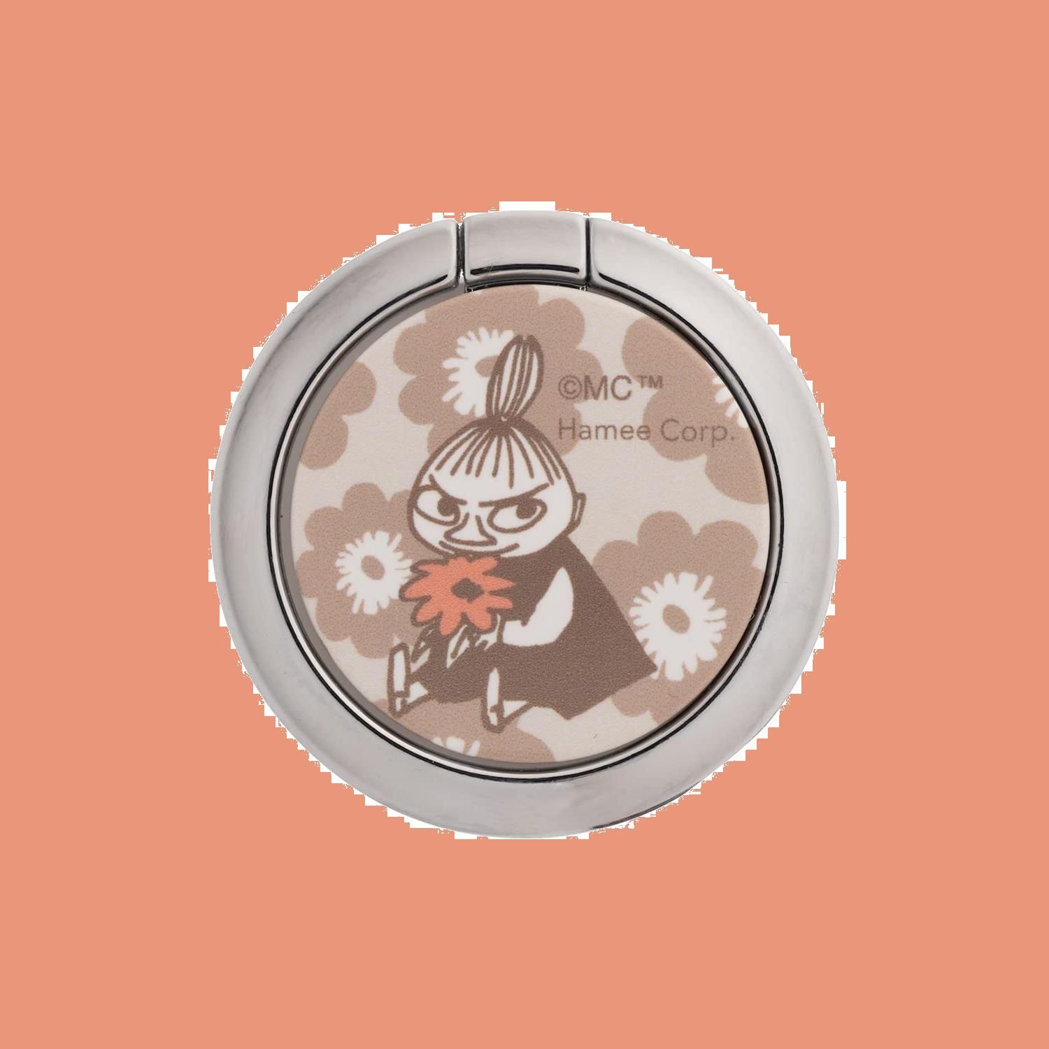 iFace Finger Ring Holder ムーミン スマホリング 薄型 フラットタイプ (リトルミイ/ベージュ)【iPhone/Android対応 360度回転 リングホルダー アイフェイス 落下防止 スタンド スマートフォン リング ホ