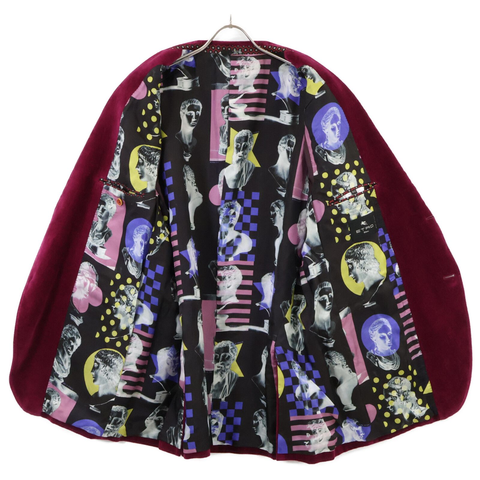 ★ETRO★エトロ ベルベット ジャケット ETRO エトロ ボルドー ベルベット 裏地石膏像画 2Bテーラード