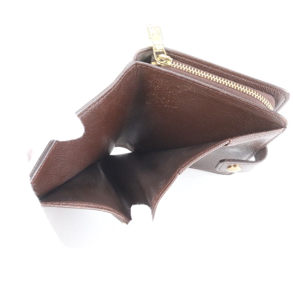 美品 ルイヴィトン ダミエ コンパクト ジップ レザー 二つ折り