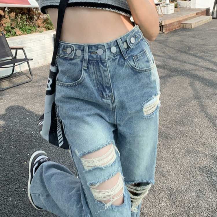 MEDM デニム ジーン ダメージ ズ ロングパンツ MEDM 人気◇デニム ジーン ダメージ ズ ロングパンツ送料込 (MR