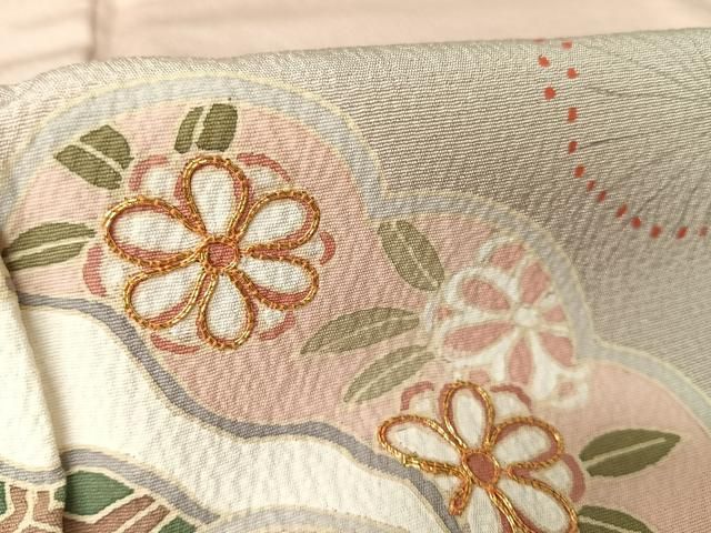 本日限りコメント必見【ゑり善】逸品☆高級　絽縮緬手刺繍　夏着物附下げ 正絹　美品 本日限りコメント必見【ゑり善】逸品☆高級 絽縮緬手刺繍 夏着物
