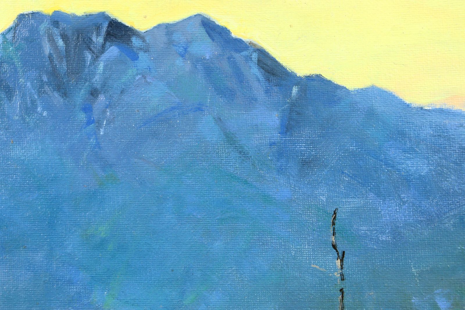 吉村清 「夏石鎚(瓶ガ森から)」 肉筆油彩8号 一枚の繪 山風景画 タトウ