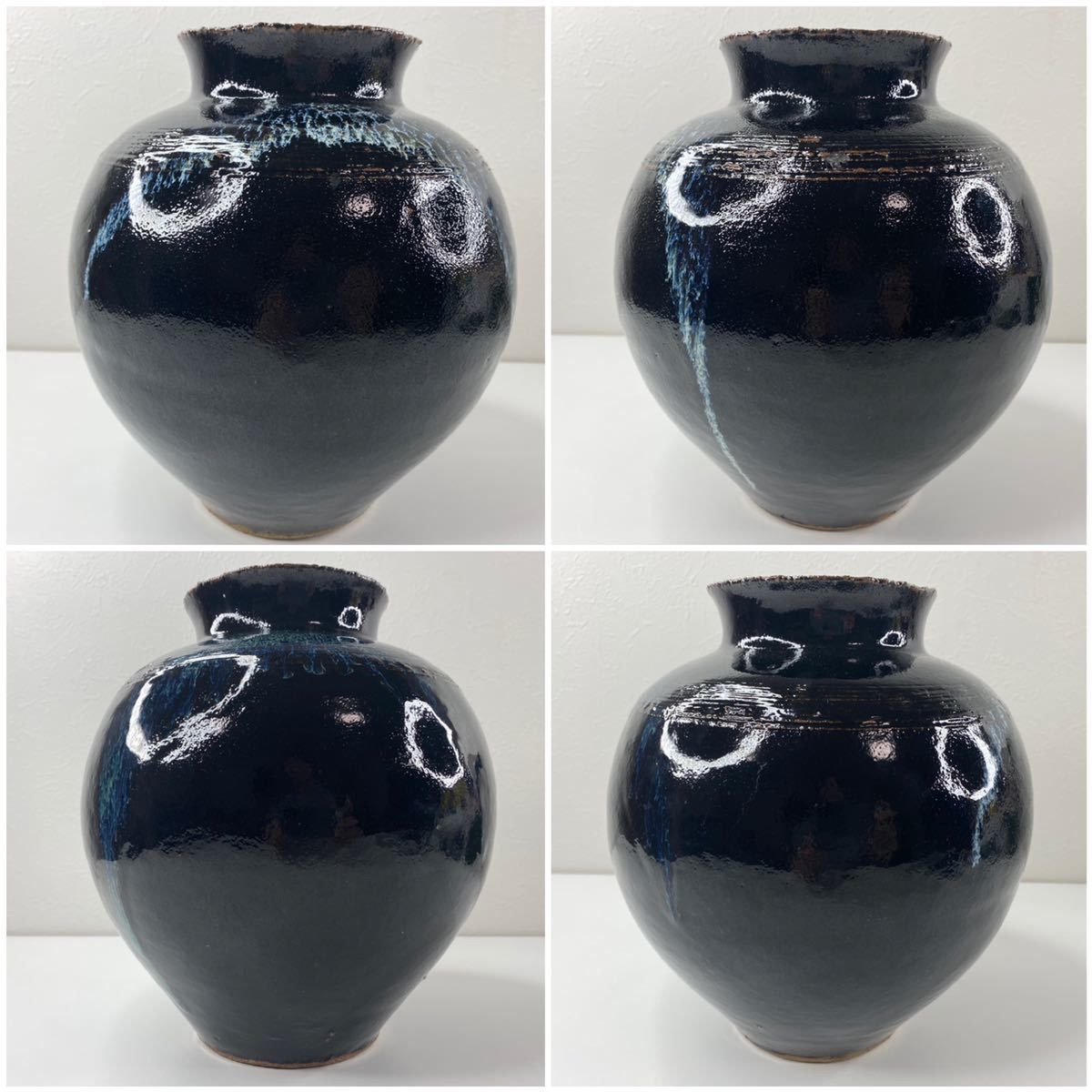 クメール黒釉陶磁器　花瓶　カンボジア　骨董アンティーク Amazon.co.jp: cクメール黒釉盤口瓶12-13世紀大型遺跡発掘品