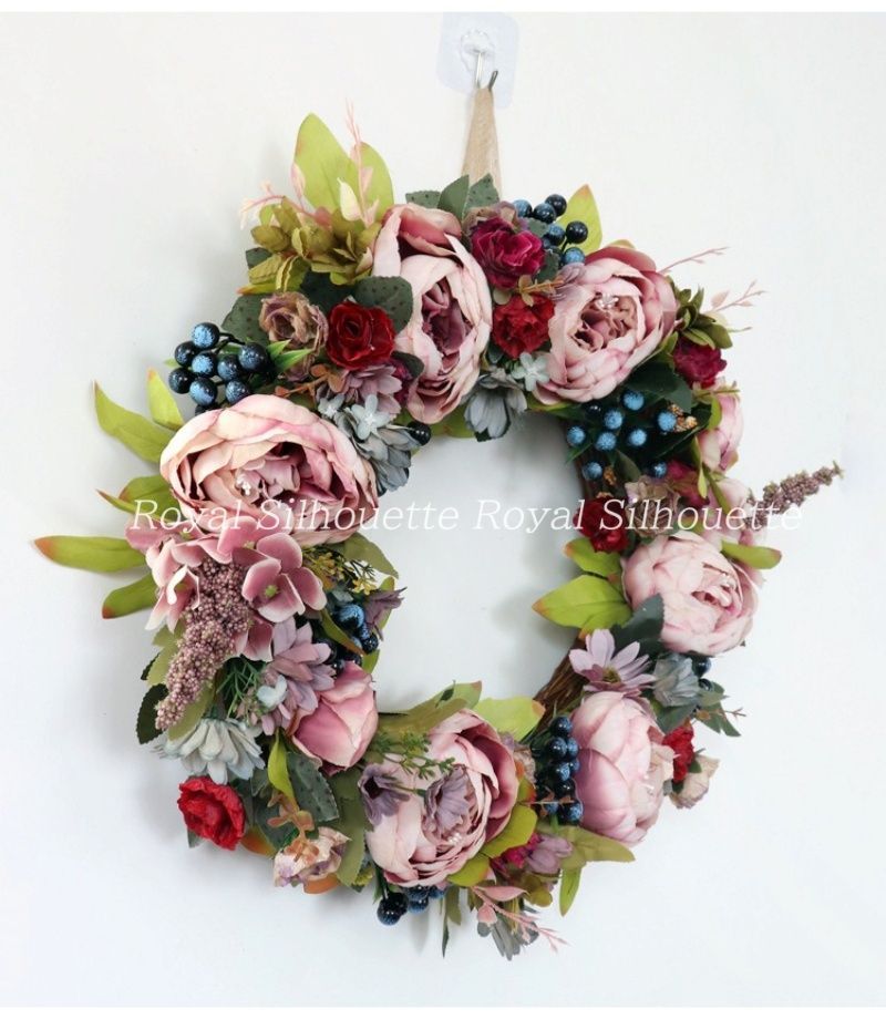 リース フラワー 花 インテリア ピンク パープル 壁掛け ウェディング 前撮り 花嫁 造花 結婚式 前撮り お洒落 二次会 披露宴 海外挙式 アンティーク風 ガーデンウェディング ウェディングブーケ 豪華 花束 ガーリー 装飾品 NEXPOTALLINN_EU