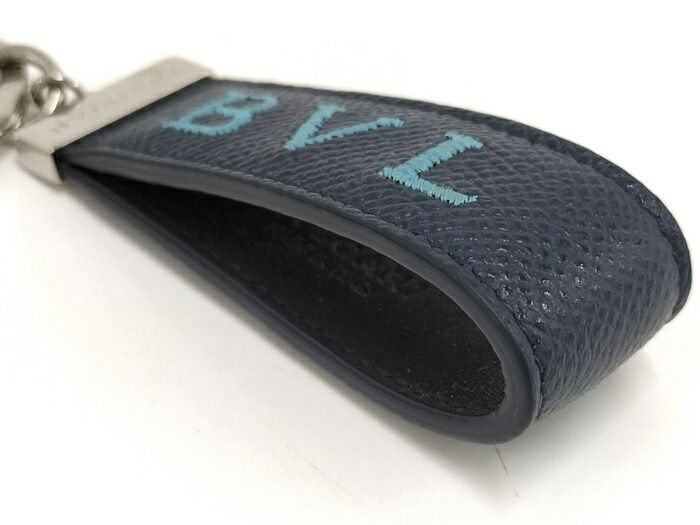 BVLGARI ブルガリ デニム キーケース キーリング サークルロゴ ネイビー BVLGARI ブルガリ デニム キーケース キーリング サークルロゴ