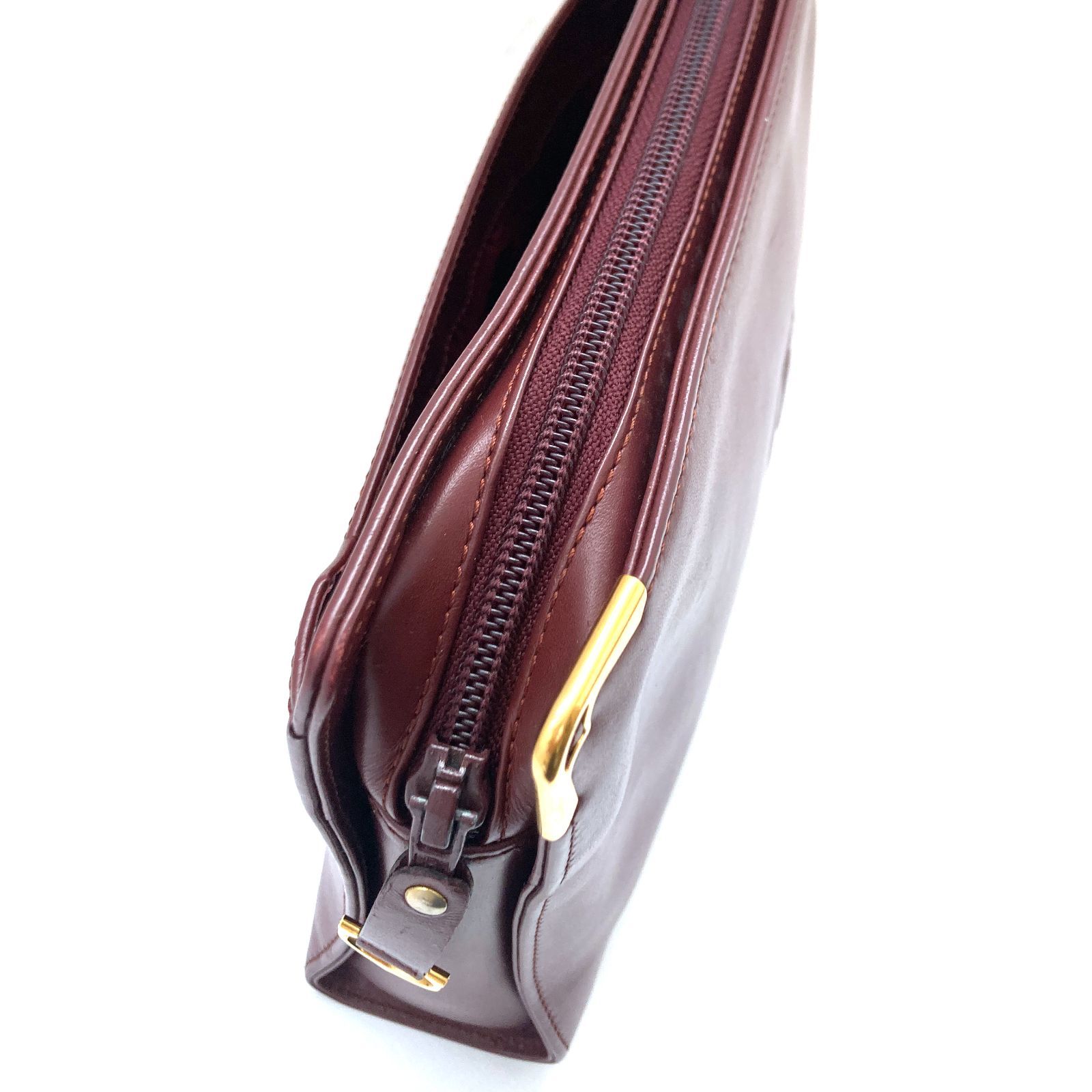 【美品】カルティエ　マストライン　クラッチバッグ　ボルドー　レザー　ギャランティ Cartier - Cartier / カルティエ □マストライン クラッチバッグ