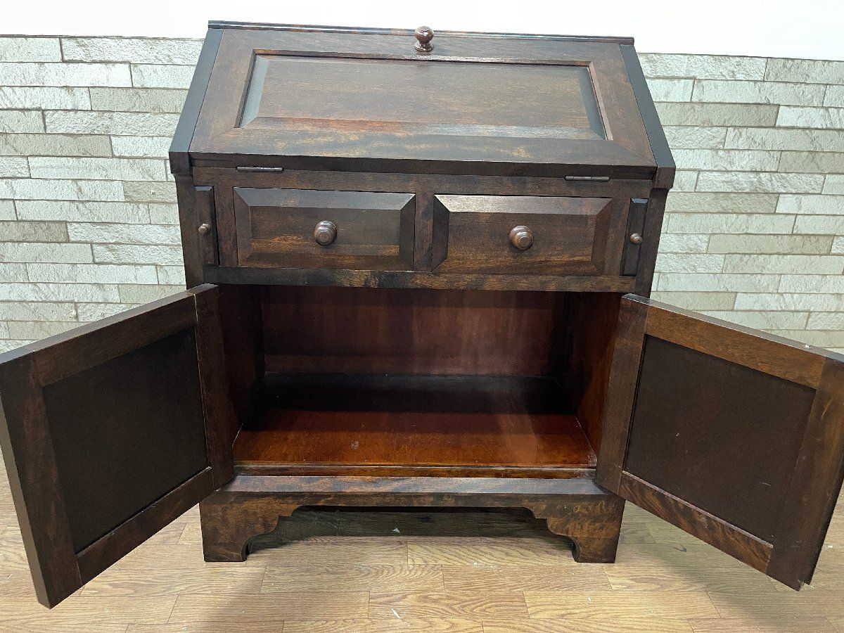 ○松本民芸家具 ライティングビューローデスク 書斎机 チェスト 収納