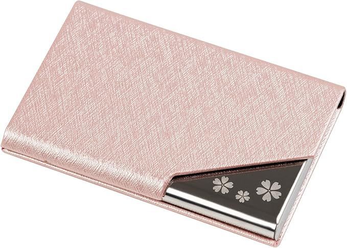 【爆買い，SALE】 【在庫処分】[Fukuhana] 名刺入れ メンズ レディース 合皮 薄型 選べる多色 名刺が折れない 専用の化粧箱が付き (桜さくら色) 応募券