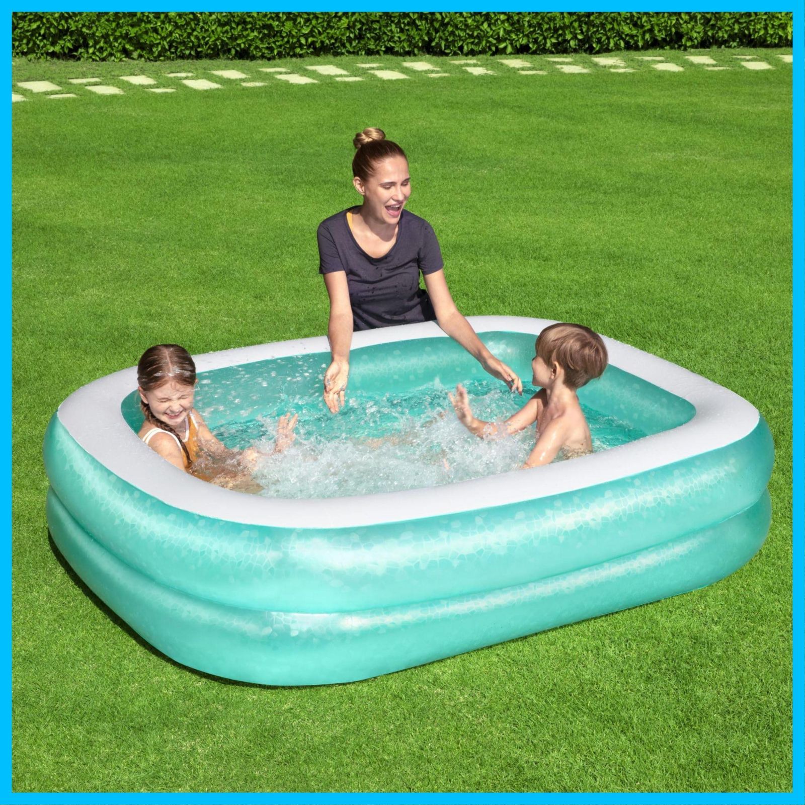 【大人気】膨脹可能な家族用プール、青い長方形、水容量450L CGN