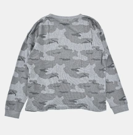 90s 迷彩 サーマル ロンt 古着 90s ヴィンテージ ヘンリーネック ワッフル 迷彩ロンt