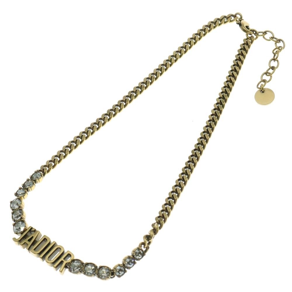 DIOR ディオール J ADIOR ラインストーン付ロゴトップチェーンチョーカー ゴールド レディース