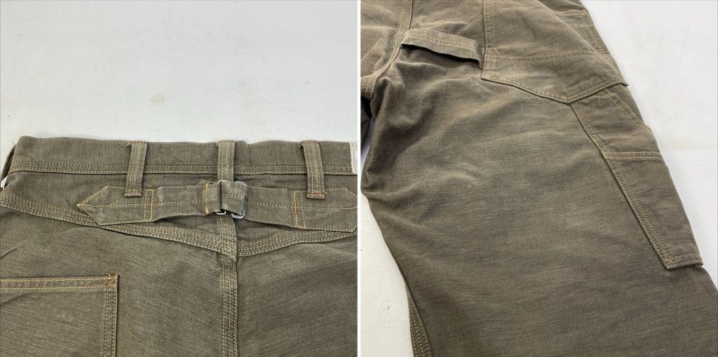 フリーホイーラーズ デリックマン カーキグレイ Size34 裾上無し&裾傷み フリーホイーラーズ デリックマン カーキグレイ Size34 裾上無し