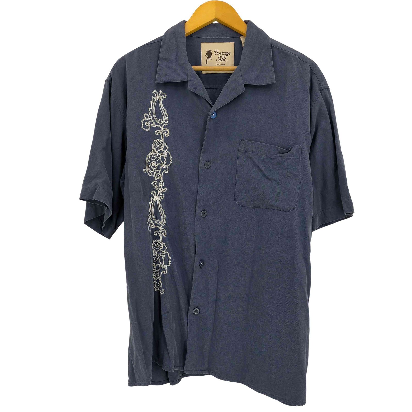 ユーズドフルギ USED古着 Vintage Silk シルク100 刺繍 オープンカラー 
