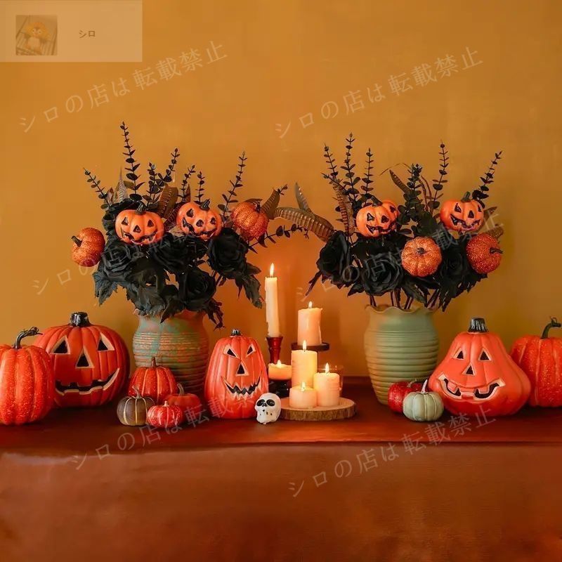 専用＊Halloween＊パンプキン＆チョコ色ミニバラ　フェイクスワッグ ハロウィン2025（ハロウズパンプキン） | レスポワール
